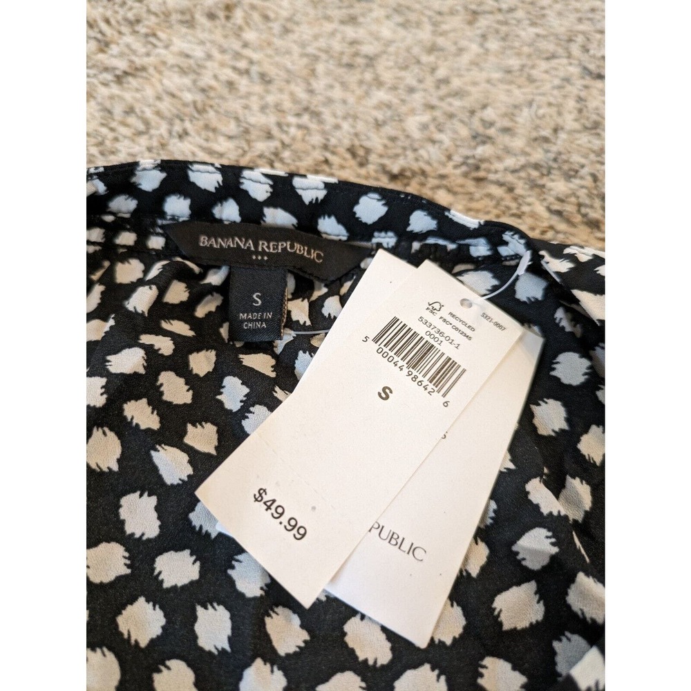 Banana Republic New Blouse Black White Polka Dot Size S Sleeveless. - Picture 5 of 6